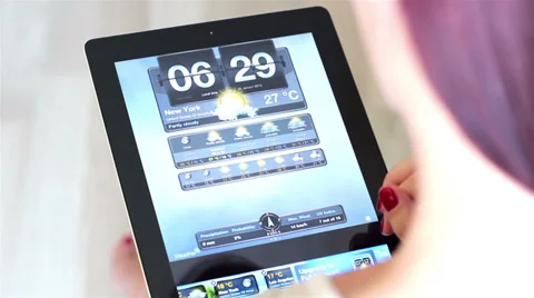 Weather forecast on I pad Stock Footage 27758746