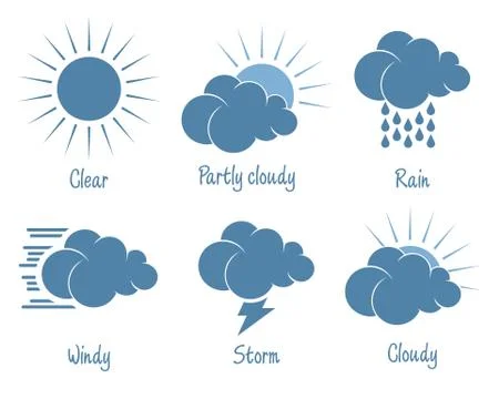 Weather forecast icon set Illustrazione stock