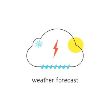 Weather forecast logotype with outline cloud Stock Illustration