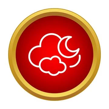 Weather forecast night clouds crescent moon icon Stock Illustration