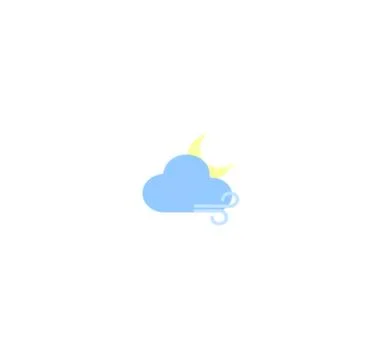 Weather forecast night icon vector - cloud, moon and wind Stock Illustration