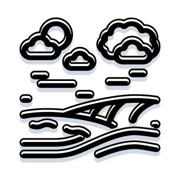 Weather forecast ocean scene with clouds and sun Stock Illustration
