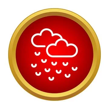 Weather forecast rain cloud icon on red button Stock Illustration