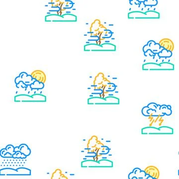 Weather forecast rain sun cloud vector seamless pattern Stock Illustration