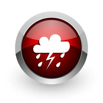 Weather forecast red circle web glossy icon. 库存插图