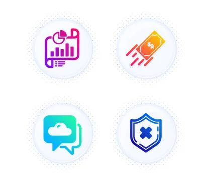 Weather forecast, Report document and Fast payment icons set. Reject protection Stock Illustration