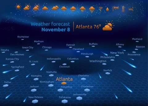 Weather forecast, set of icons Stock Illustration