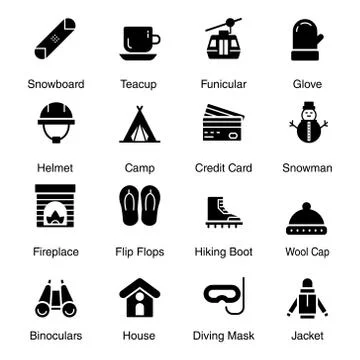 Weather Forecast Solid Icons Pack Illustrazione stock