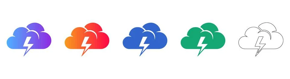 Weather Forecast Storm Cloud Icon Set Illustrazione stock