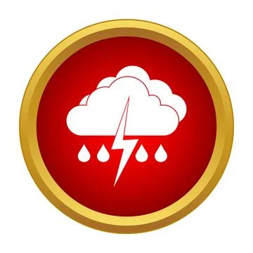 Weather forecast storm cloud with lightning and rain icon Stock Illustration