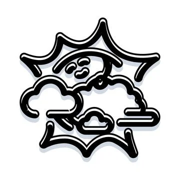 Weather forecast sun and cloudy skies icon Stock Illustration