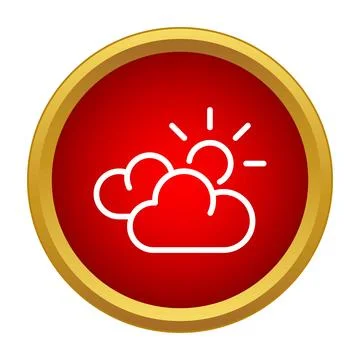 Weather forecast sunny with clouds red icon Stock Illustration