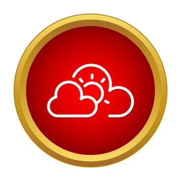 Weather forecast sunny icon with clouds symbol イラスト素材