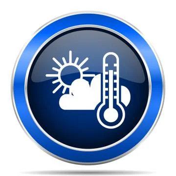Weather forecast vector icon. Modern design blue silver metallic glossy web a Stock Illustration