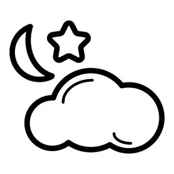 Weather forecast vector sign. Starlight Night, mostly cloud. イラスト素材
