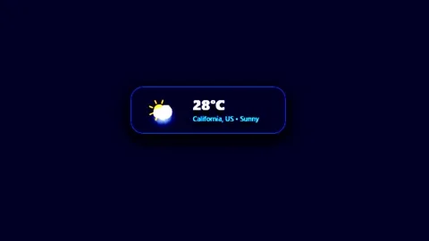 Weather Forecast widget interface animation with 28 degrees Celsius, sunny .. Stock Footage 344710307