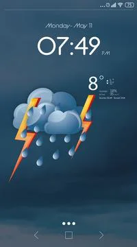 Weather forecast widget on screen. Mobile application Stock-Illustration