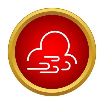 Weather forecast windy cloud symbol in red circle Stock Illustration