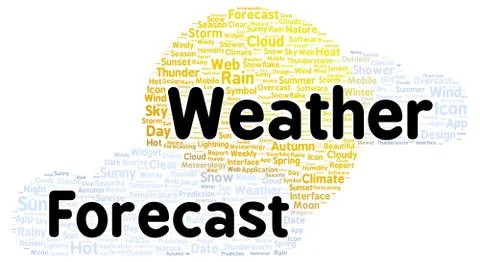 Weather forecast word cloud shape 스톡 일러스트