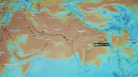 Weather forecast on world map on computer screen. Web service showing humidity Stock Footage 272792091