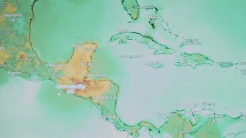 Weather forecast on world map on computer screen. Web service showing air Stock Footage 272792524