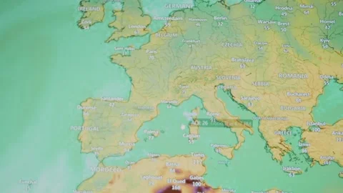 Weather forecast on world map on computer screen. Web service showing air Stock Footage 272793018