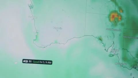 Weather forecast on world map on computer screen. Web service showing air Stock Footage 272793630
