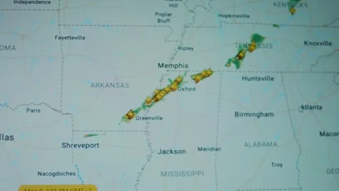Weather forecast on world map on computer screen. Web service showing lightning Stock Footage 272799345