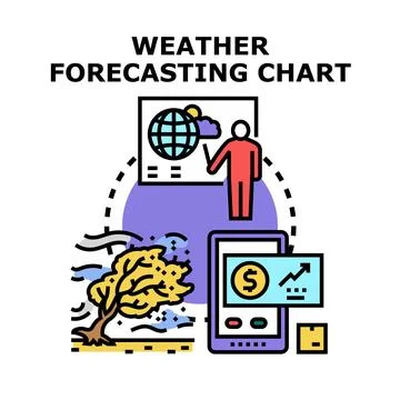 Weather forecasting chart presenting global climate data Stock Illustration
