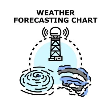 Weather forecasting chart with radar and storm clouds Stock Illustration