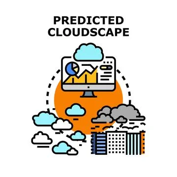 Weather forecasting cloudscape data analysis prediction concept Stock Illustration