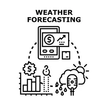 Weather forecasting concept with mobile application data analysis Stock Illustration