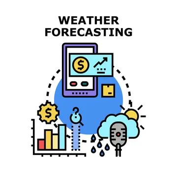 Weather forecasting concept with mobile application data analysis Stock Illustration