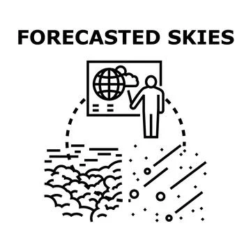 Weather forecasting future sky conditions meteorology science Illustrazione stock