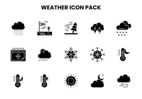 Weather Glyph Bundle Icons Pack Stock Illustration