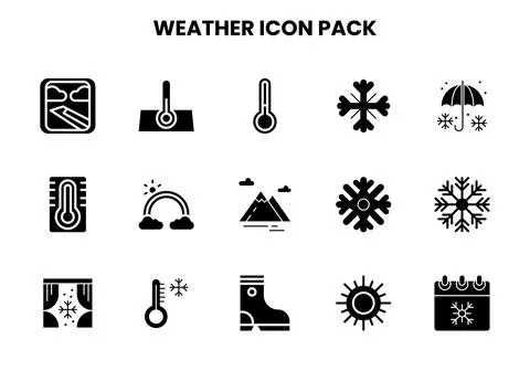 Weather Glyph Bundle Icons Pack Illustrazione stock