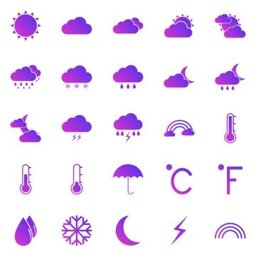 Weather gradient icons on white background Stock Illustration