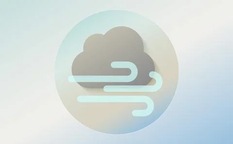 Weather icon of cloud and gust of wind. Cartoon colorfull art vector illustra Stock Illustration