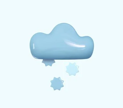 Weather icon Cloud with flake of snow. Realistic 3d symbol design. Vector i.. Stock Illustration
