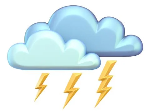 Weather icon CLOUD LIGHTNING 3D Stock Illustration