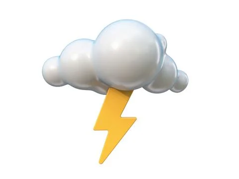 Weather icon Cloud with lightning 3D Stock Illustration