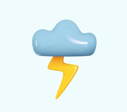 Weather icon Cloud with lightning, thunderstorm. Realistic 3d symbol design.. Stock Illustration