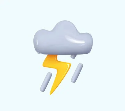 Weather icon Cloud with lightning, thunderstorm, rain. Realistic 3d symbol .. Stock Illustration