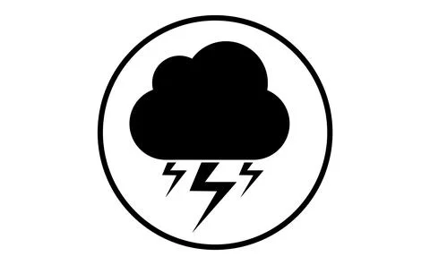 Weather icon of cloud with lightning, vector illustration. Sticky symbol of f Stock Illustration