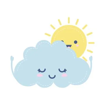 Weather icon of an cloud with one shiny sun Stock Illustration