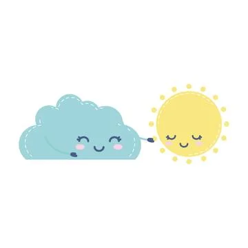 Weather icon of an cloud with one sun Stock Illustration