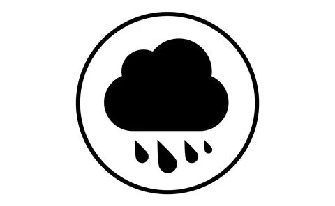 Weather icon of cloud with raindrops, vector illustration. Sticky symbol of f Stock Illustration
