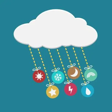 Weather icon hanging from cloud 스톡 일러스트