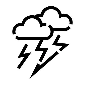 Weather icon indicating thunderstorm with lightning bolts Illustrazione stock