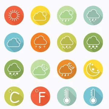 Weather icon long shadow design Stock Illustration